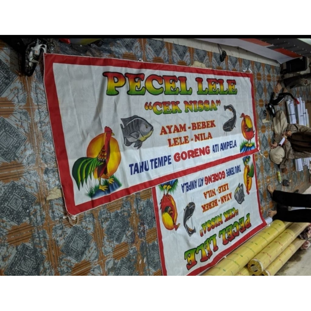 Cetak Spanduk Bahan Tc / kain Pecel lele meteran