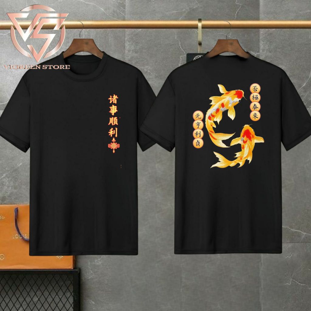 Baju kaos imlek keluarga kaos imlek keberuntungan kaos ikan koi terbaru kaos imlek keren baju imlek 