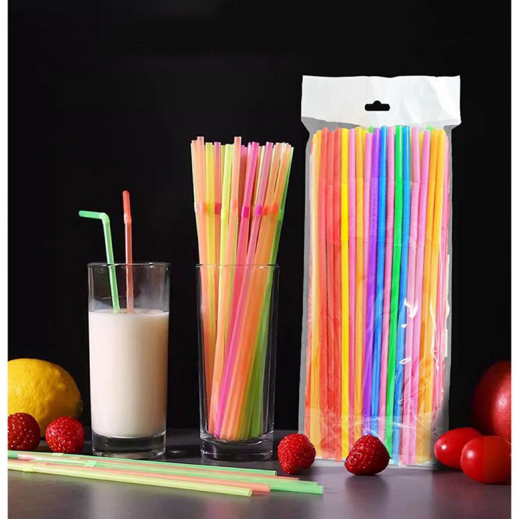 Sedotan Minuman / Pipet Plastik Tekuk Warna Warni