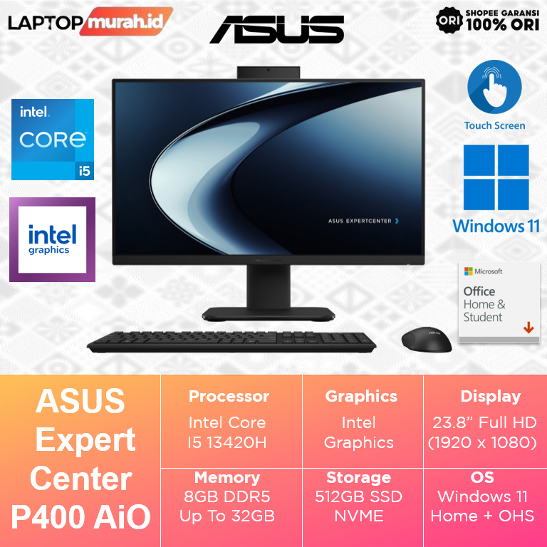 ASUS ExpertCenter P400 AIO P440VA I5 13420H 16GB 512GB SSD WIN 11 + OHS 23.8 FHD Touch screen