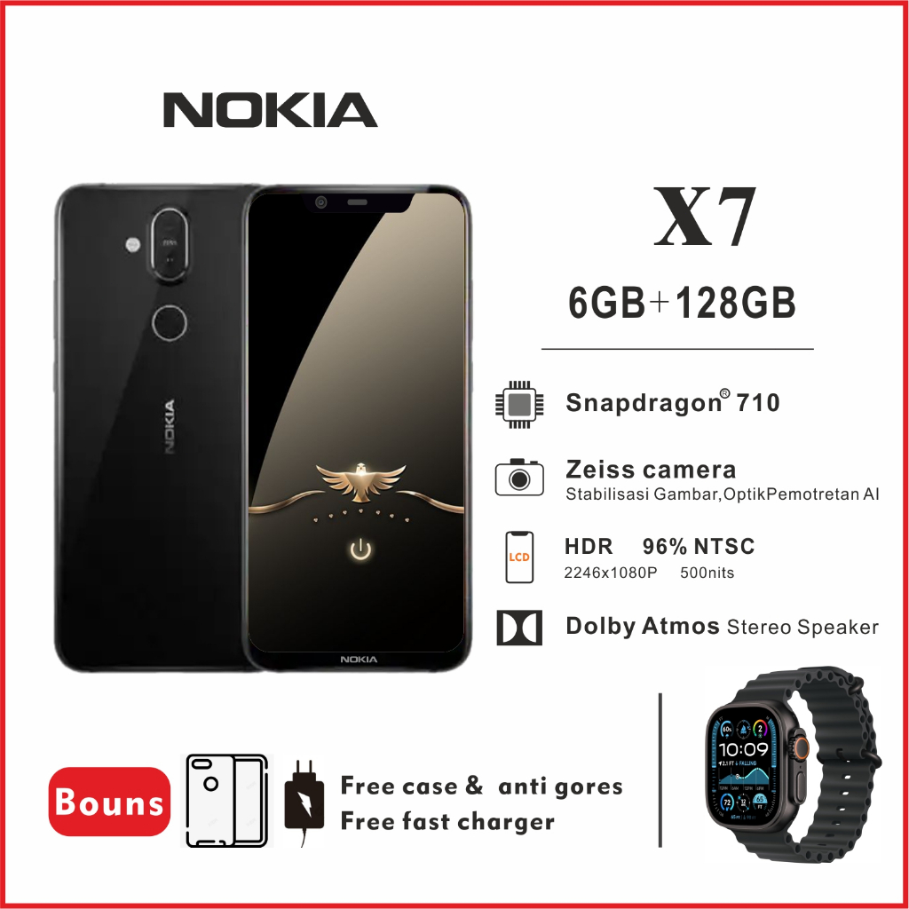 Nokia x7- 6GB+128GB | fast chager | 6.2 inch | dual sim | hp Nokia android murch | garansi indo