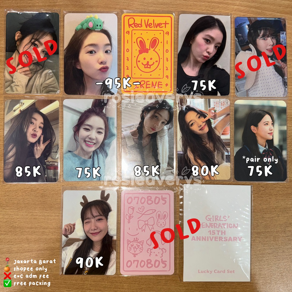 Official Red Velvet Irene Joy Yeri & Girls Generation Yoona SNSD Photocard