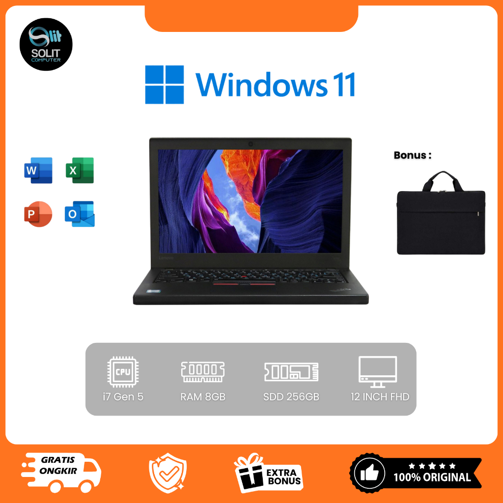 Lenovo ThinkPad X250 Core i7 SSD 256GB RAM 8GB Laptop Bisnis Berkualitas
