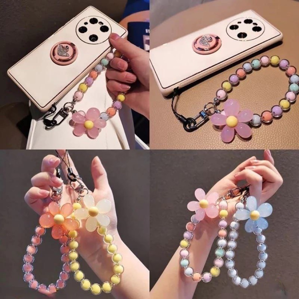 Phone Strap Gantungan HP Manik manik Gantungan tas Gantungan kunci Tali Hp Flower Warna Warni