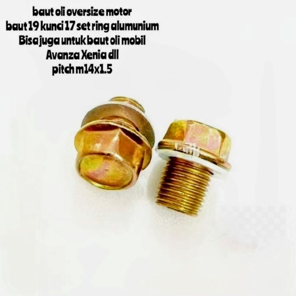 baut tutup oli oversize baut 19 kunci 17 set ring alumunium m14x1.5