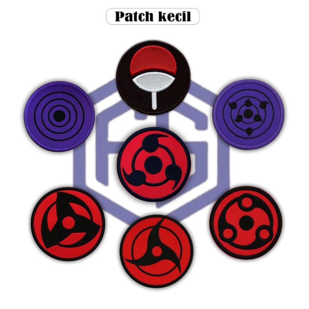 Patch Bordir Sharingan Uchiha Naruto – Patch Jahit & Tempel Bordiran Anime Keren untuk Jaket, Tas, T