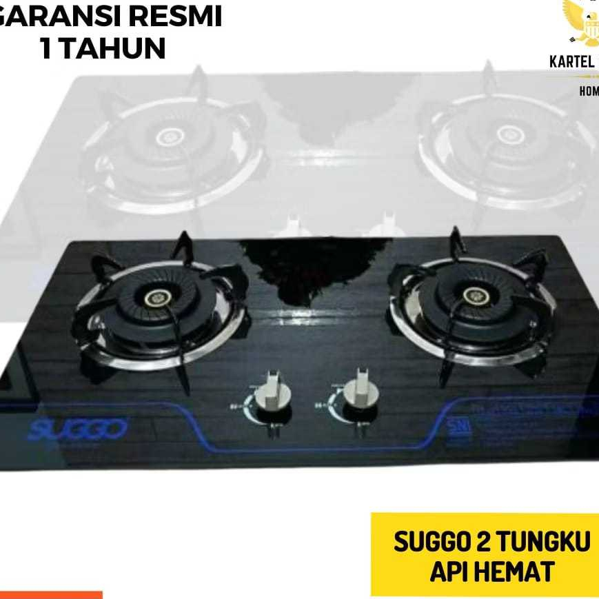 SUGGO Kompor Tanam Kaca 2 Tungku Api Biasa