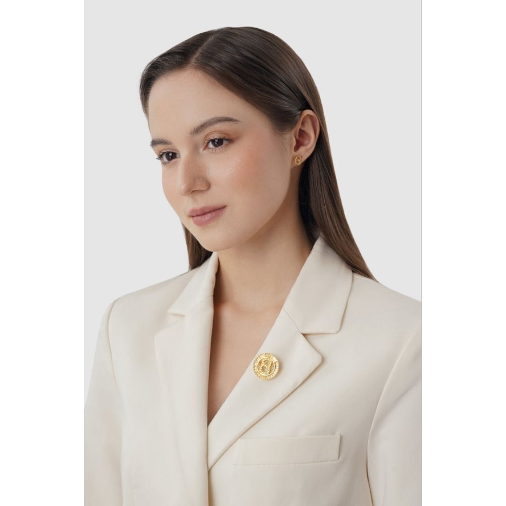 Petite Crystal Round Brooch Gold Buttonscarves