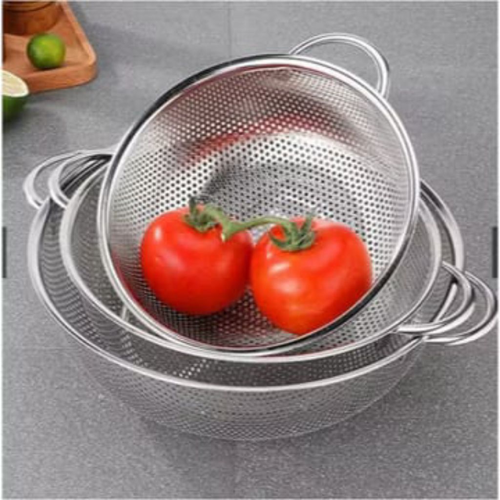 Baskom Lubang Cuci Sayur Saringan Stainless Steel - Baskom Bolong Sayur - Baskom Lubang