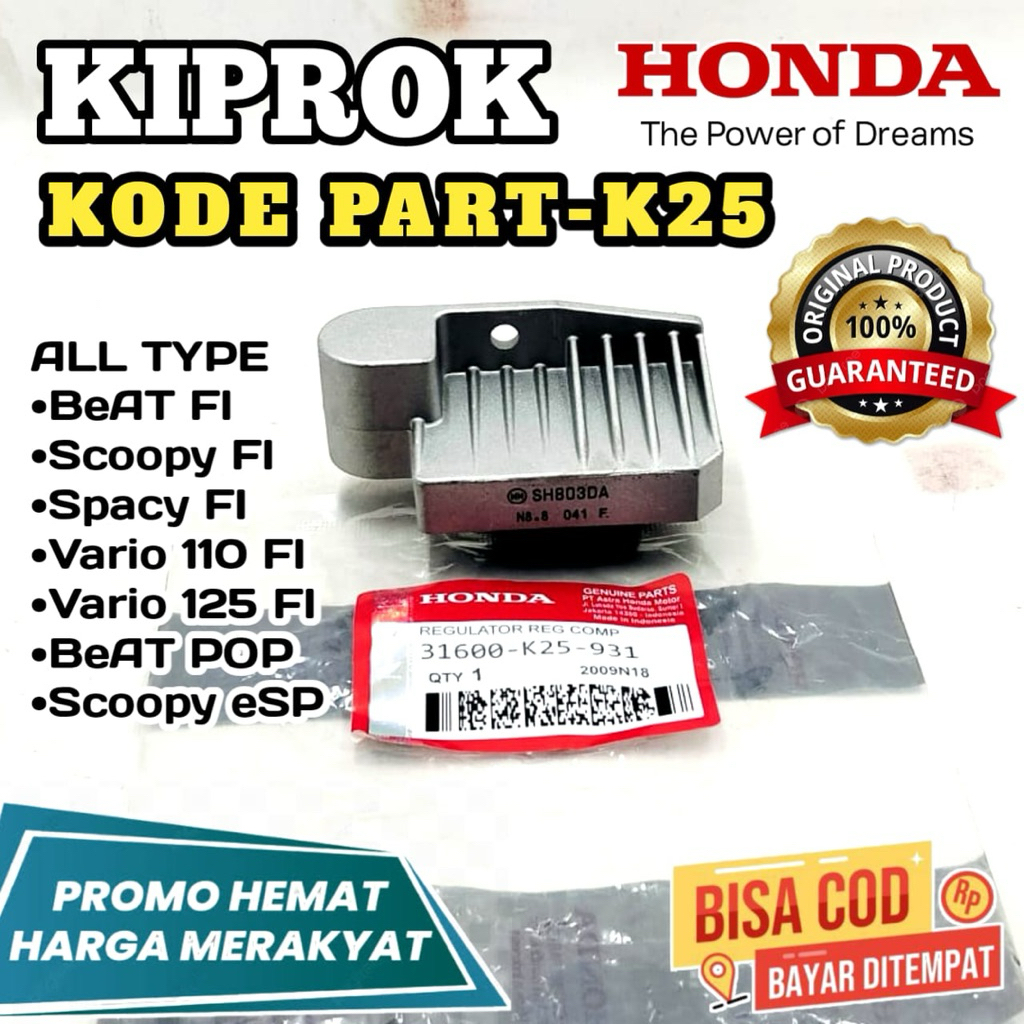 K25 KIPROK,ORIGINAL HONDA,KIPROK HONDA BEAT FI,SCOOPY FI,SPACY FI,VARIO 110 FI,KIPROK VARIO 125 FI,K