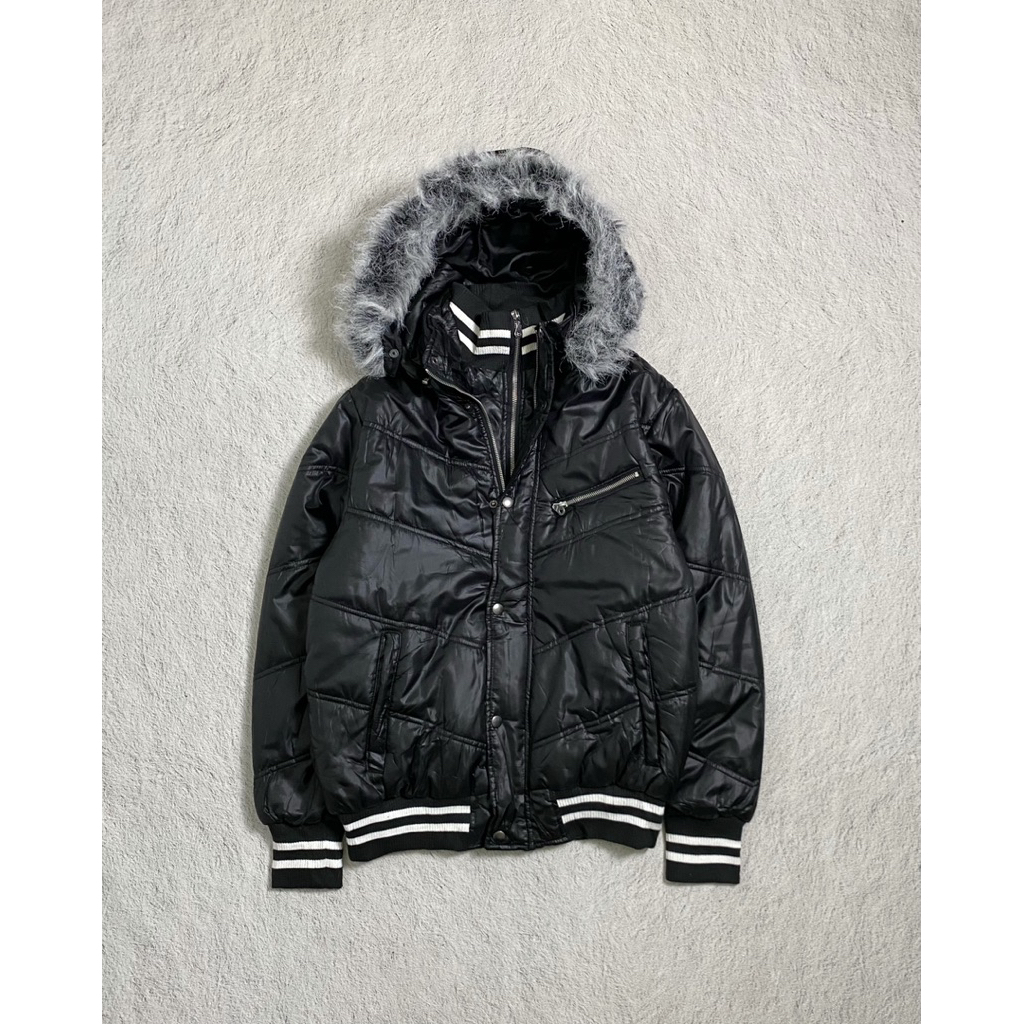 Y2K FUR PUFFER GILEVANS BONDAGE GIMMICK JAPANESE STYLE JAKET