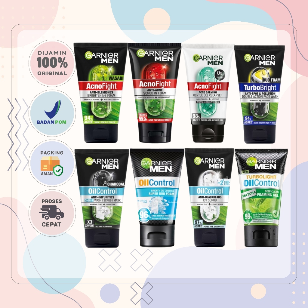 Garnier Men Series 50ML-100ML (KEMASAN RANDOM) / Rangkaian Produk Perawatan Wajah Pria Ganier Men