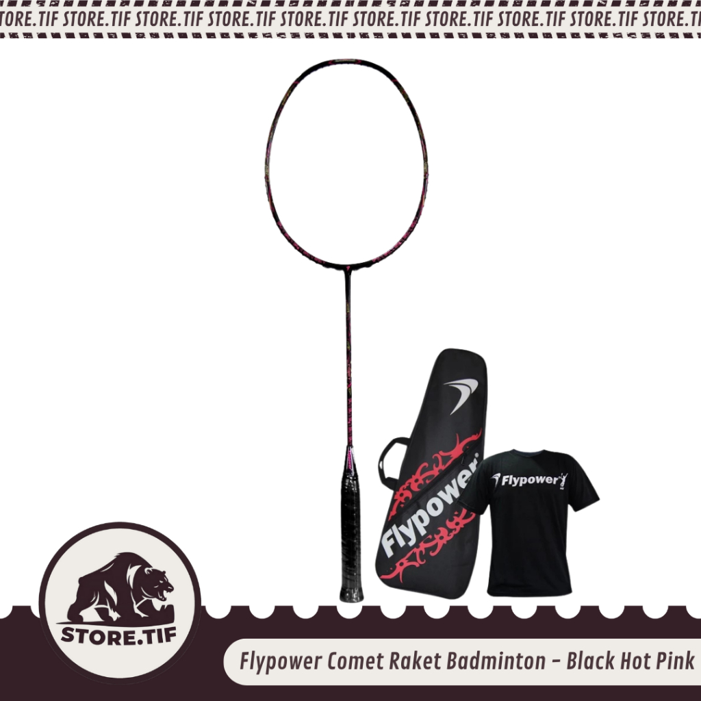 Flypower Comet Raket Badminton / Badminton Racket - Black Hot Pink