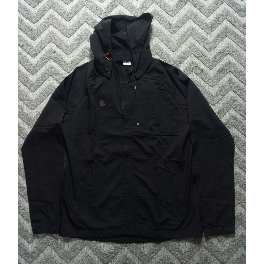 Jaket k-swiss hoodie outdoor windbreaker warna hitam unisex