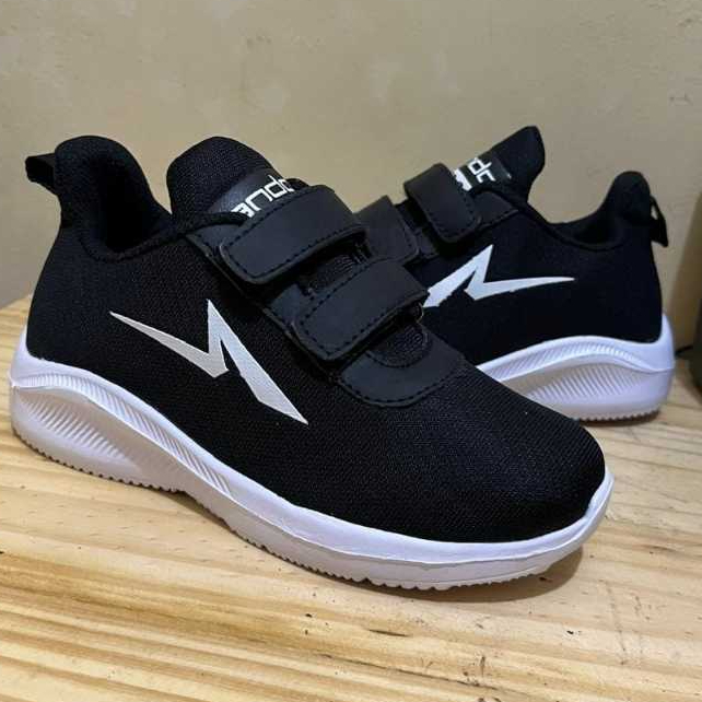Sepatu Sekolah Anak Laki Laki Perempuan ANDO Original Hitam Putih TK SD Sepatu ANDO