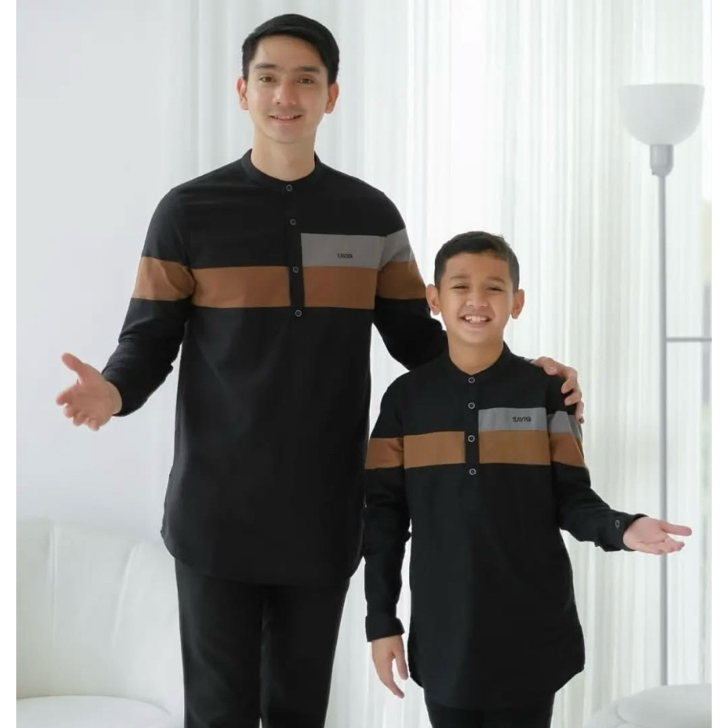 Baju Koko Couple Ayah Dan Anak Laki Laki Harga Terpisah Kemeja Kurta Kerah Mandarin Lengan Panjang B