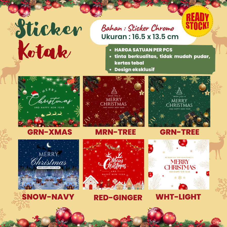 Sticker Kotak Natal Stiker Label Hampers untuk toples box Merry Christmas by Soogan