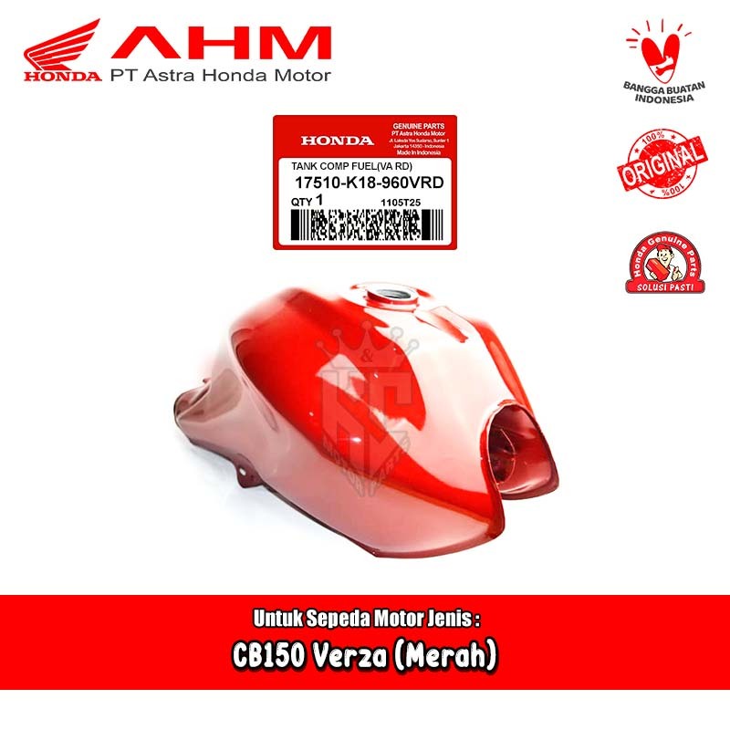 Tangki Bensin Fuel Tank Honda CB150 Verza Merah Cerah Original AHM 17510-K18-960VRD