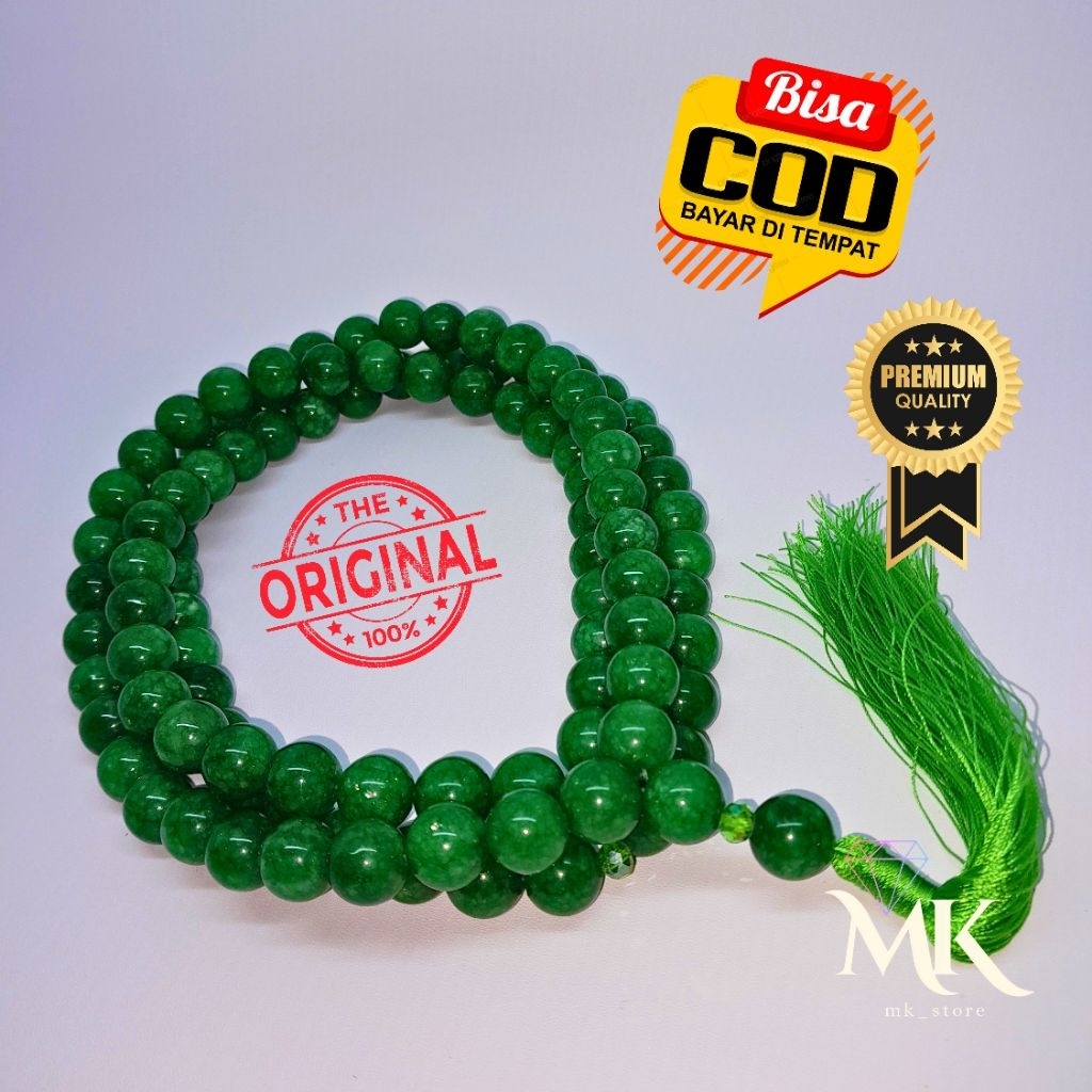 Tasbih Giok Natural 12mm 99 Butir - Batu Giok Asli Kualitas Premium