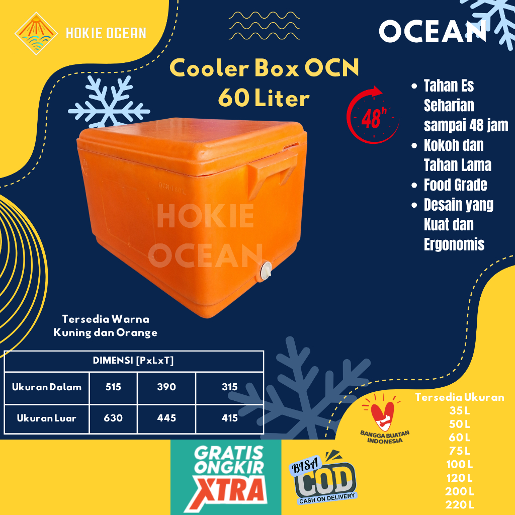Cooler box OCEAN 60 Liter Cool Box Es Ikan Fiber