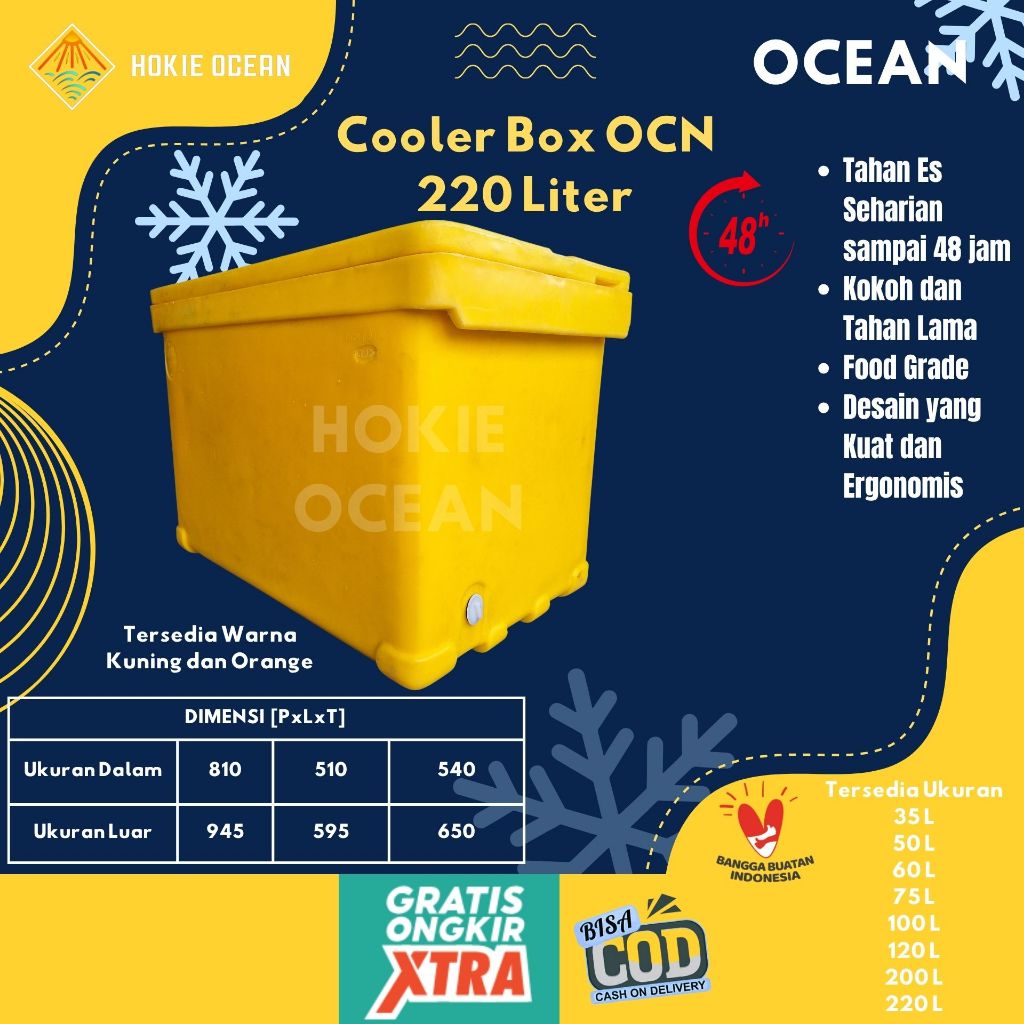 Cooler box OCEAN 220 Liter Cool Box Es Ikan Fiber