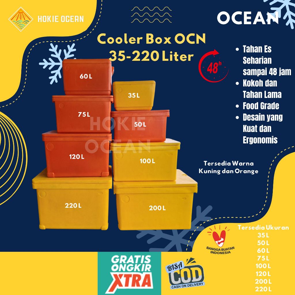 Cooler box OCEAN 35-220 Liter Cool Box Es Ikan Fiber