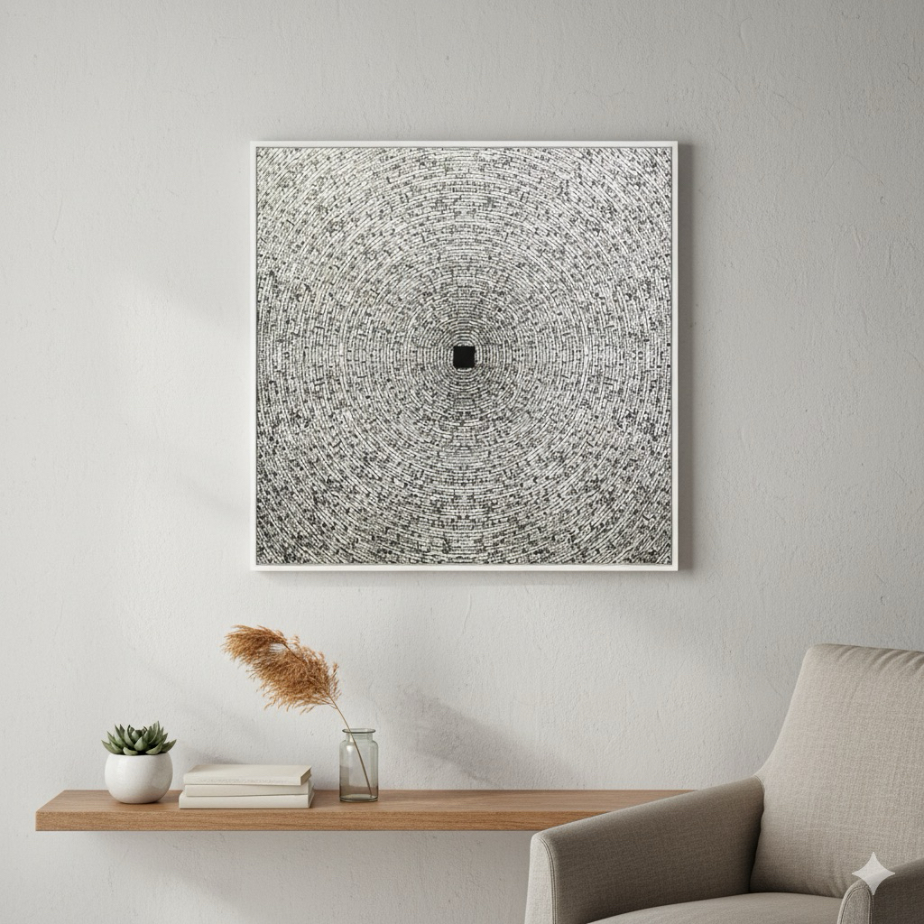 KIZI ARTISTIC Lukisan Kaligrafi Ka'bah Abstrak Handmade Media Kanvas Akrilik