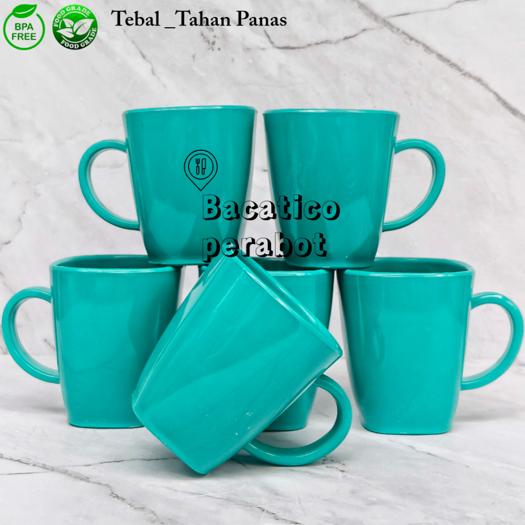GELAS CANGKIR MELAMIN GAGANG ATAU GELAS KOPI TEH GAGANG ISI 6 PCS