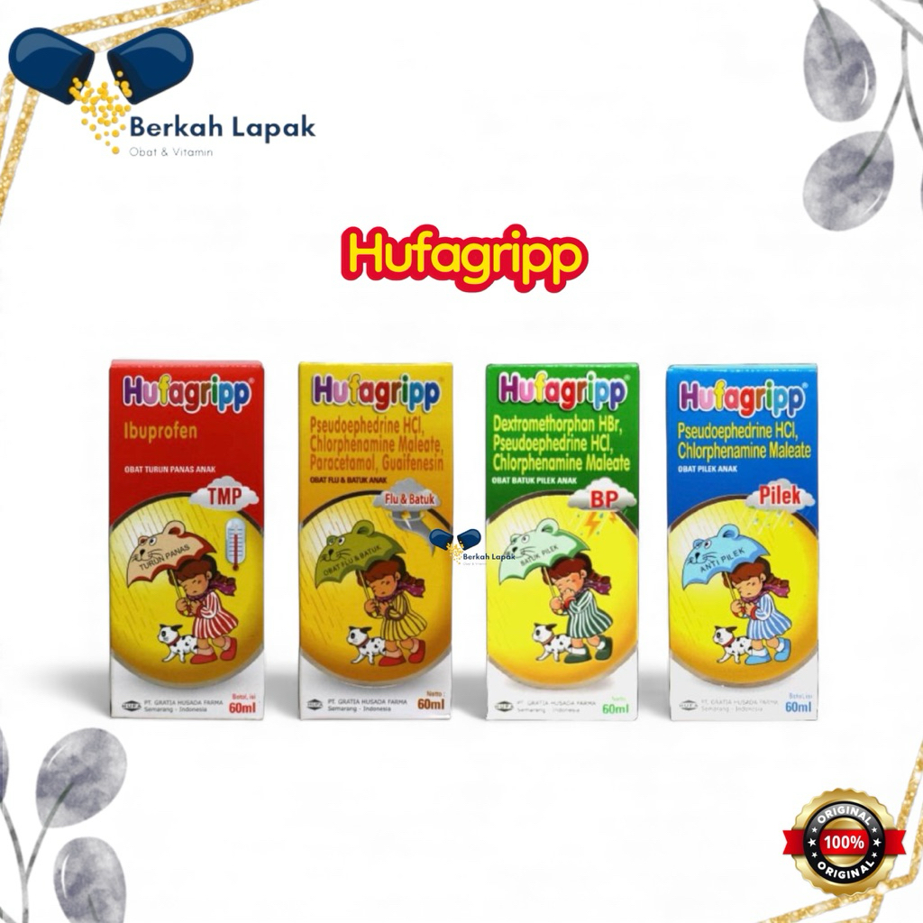 Hufagrip All Varian- Demem (Merah)/ Batuk Kering Pilek (Hijau)/ Batuk Berdahak Pilek (Hijau)/ Demam 