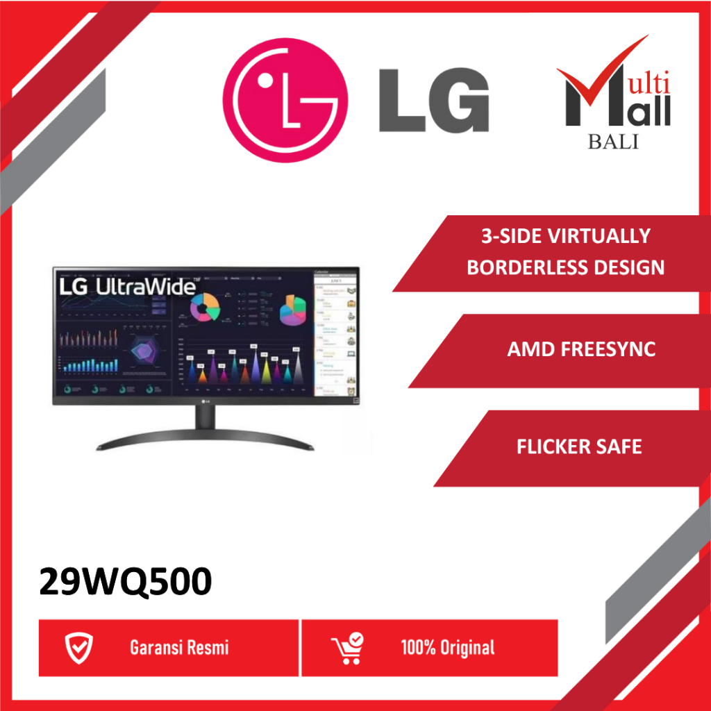 LED Monitor LG Ultrawide 29WQ500 29" IPS FHD 100Hz 5ms AMD FreeSync HDR10 HDMI DP