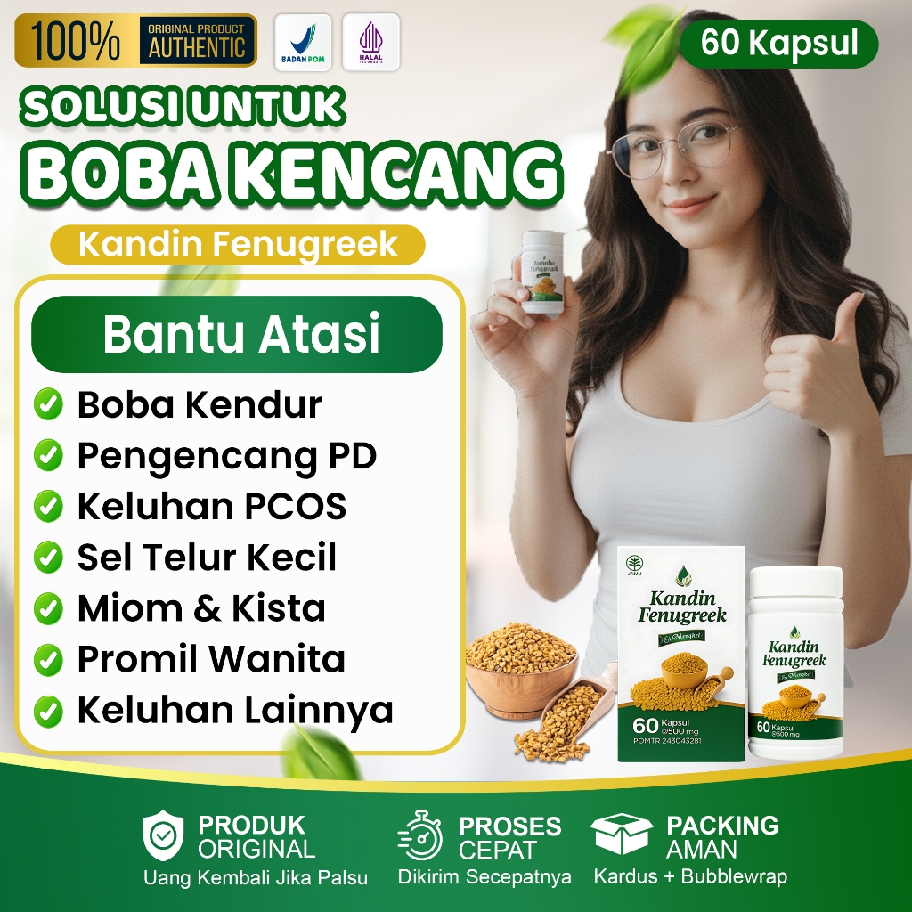 Obat Pengencang Payudara Ampuh Pembesar Payudara Payudara ideal Ekstrak Fenugreek Isi 60 Kapsul - Si
