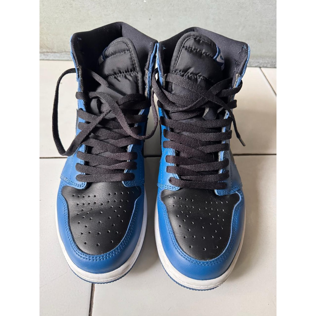 sepatu sneakers pria bekas seken preloved air jordan retro high og blue black size 44 atau size 10