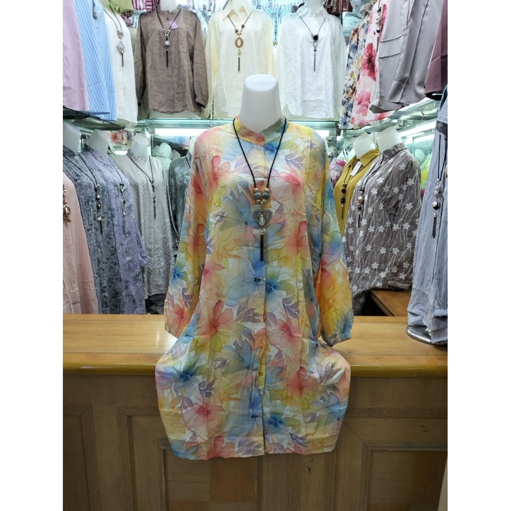 TUNIK KATUN RAYON MOTIF BUNGA BUNGA T 736