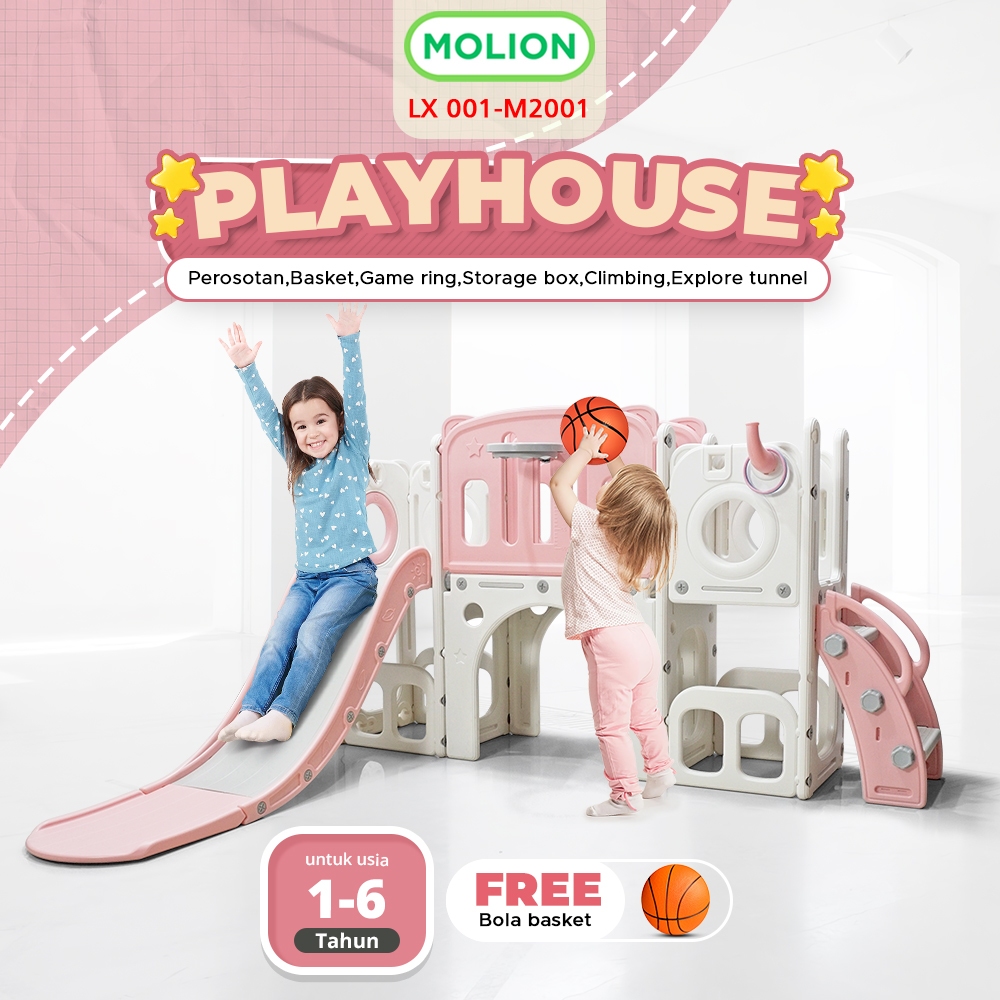 MOLION Playground Slide Set 6in1 Prosotan Mainan HDPE Playhouse Anak Indoor Outdoor Taman Bermain An