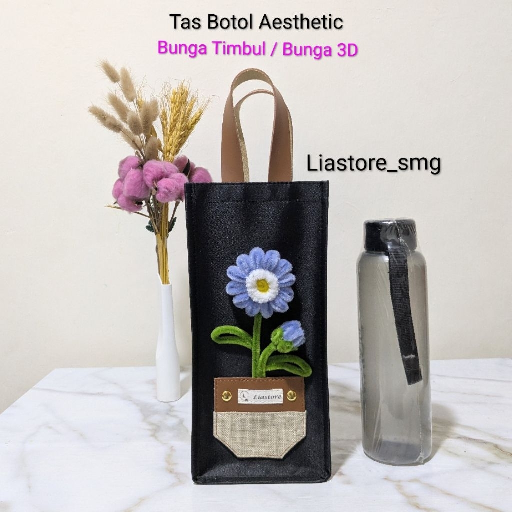 Tas Botol Bunga Timbul/ Bunga 3D