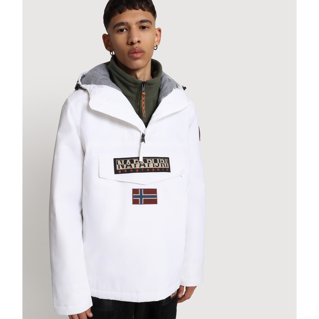 Napapijri Rainforest Winter Anorak Hooded Jacket In Bright White