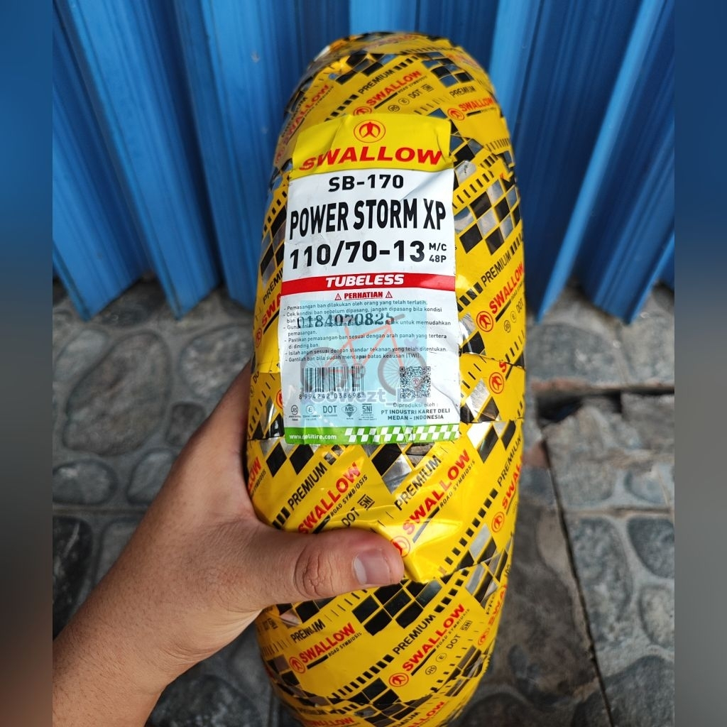 Ban Luar Motor Tubeless Ukuran 110/70-13 Swallow SB-170 Power Storm XP Ring 13 Tubless | Best Qualit