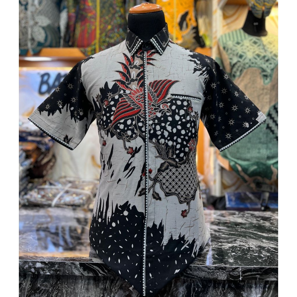 Batik Cantieq Exclusive - PHOENIX HITAM |Batik pria premium katun solo jahitan premium smock mewah |
