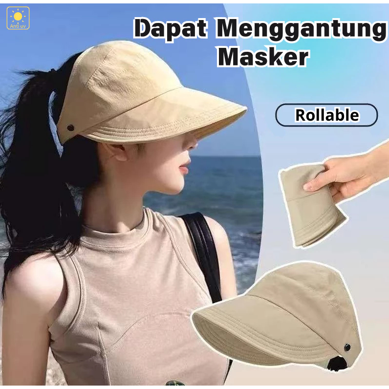 Topi Wanita anti UV ala Korea Anti Matahari Kekinian/ Cocok Untuk Wanita Hijab