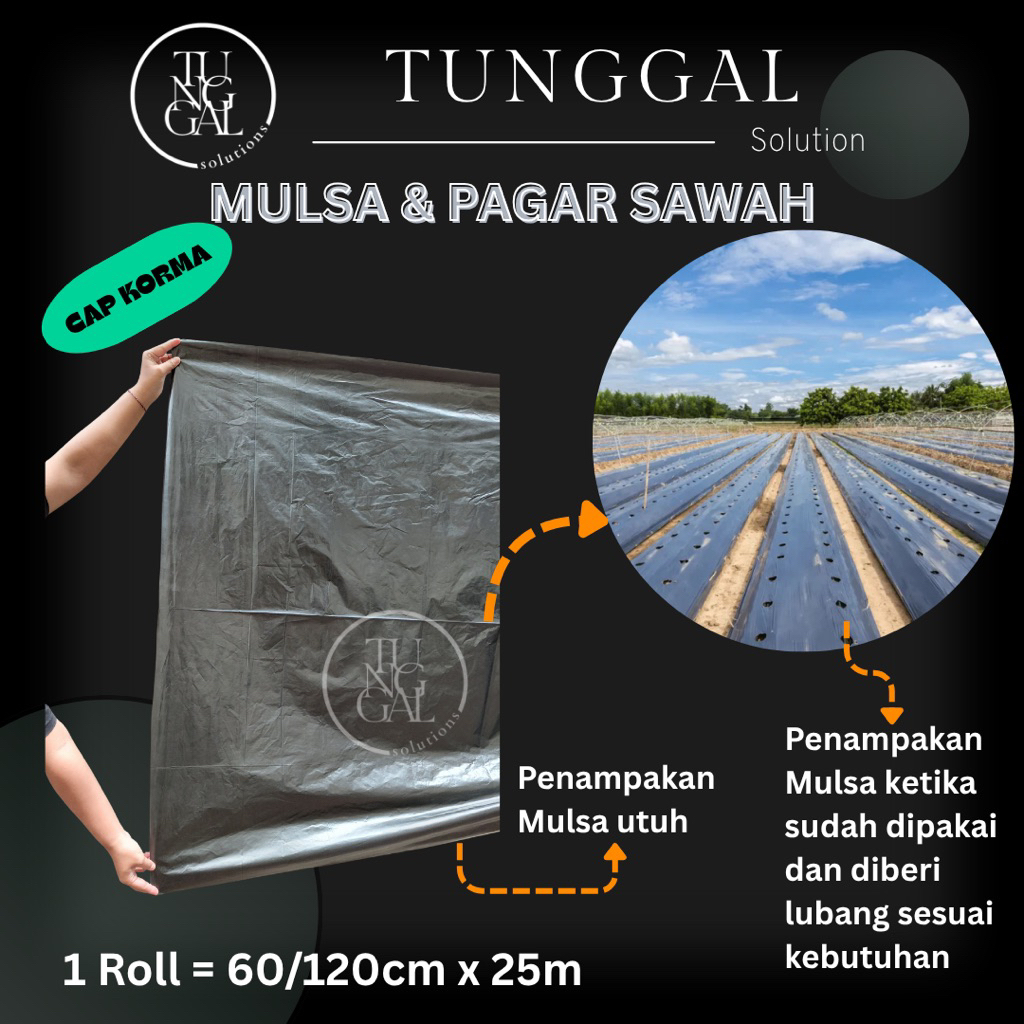 Mulsa / Pagar Sawah - lebar 60 cm (2 lapis), lebar 120 cm. Bahan PE Tebal, plastik pelindung sawah, 