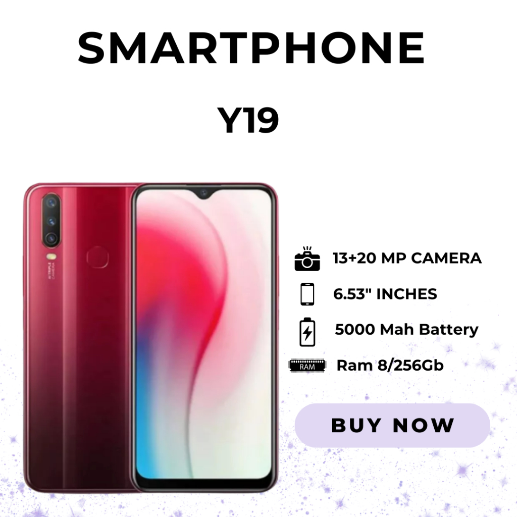 Hp Vivo Y19 Ram 8GB/256GB 4G LTE Layar 6.53"inch Kamera 16MP Baterai 500mAh Fullset Garansi