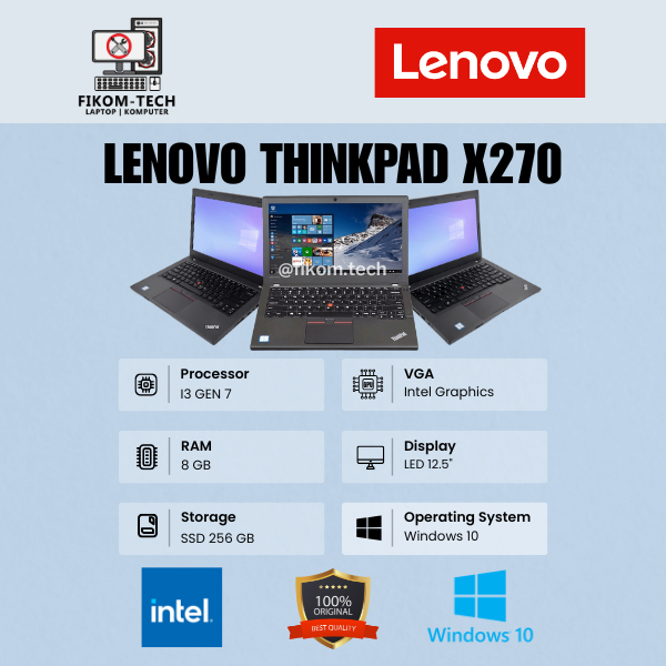Laptop Lenovo Thinkpad X270 i3 Generasi 7 / i5 Generasi 6 Second Berkualitas dan Bergaransi