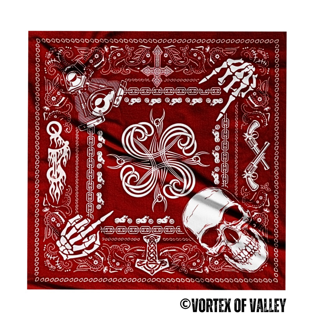 VoV - Slayer Bandana Syal Scarf Mask Premium Motif Tengkorak Skull Motorcycle Red