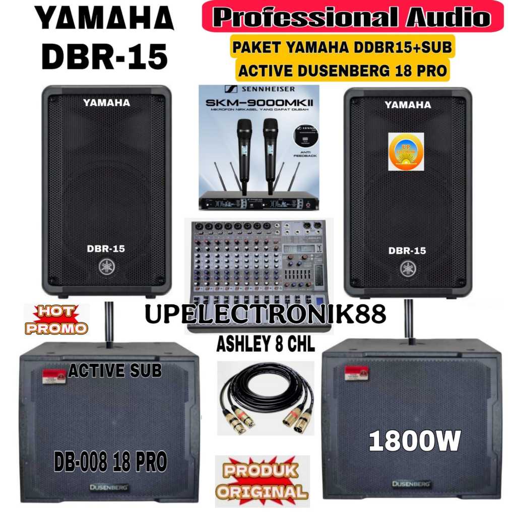Paket sound system outdoor indoor speaker aktif 15" YAMAHA DBR15 DBR 15 original full set