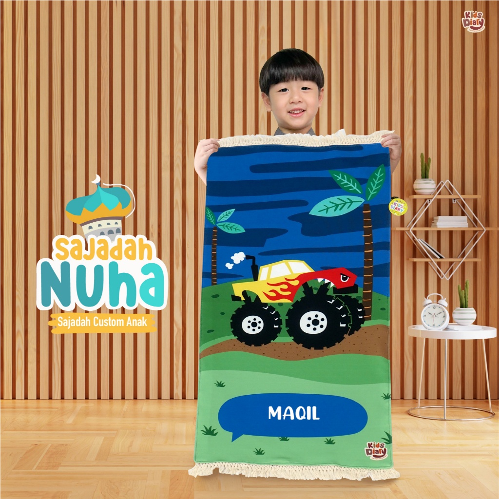 Kids Diary Plus - Sajadah Anak Karakter Custom Nama Nuha Laki-Laki dan Anak Perempuan Motif Karakter