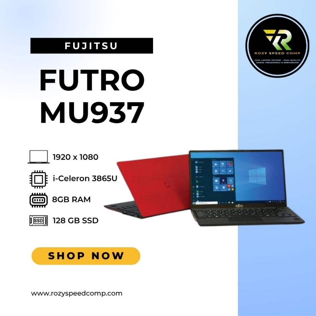 Fujitsu Futro MU937 Laptop 1920 x 1080 i-Celeron 3865U 8GB RAM 128GB SSD Windows 11