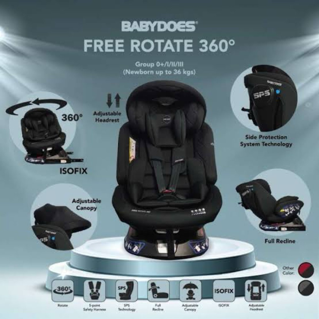 BABYDOES CAR SEAT FREE ROTATE 360 BLACK