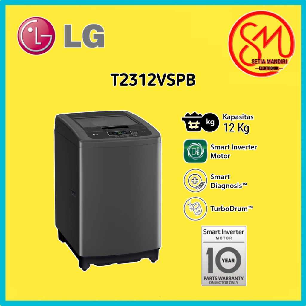 Mesin cuci LG 1 tabung 12 kg inverter T2312VSPB T-2312VSPB (NEW)