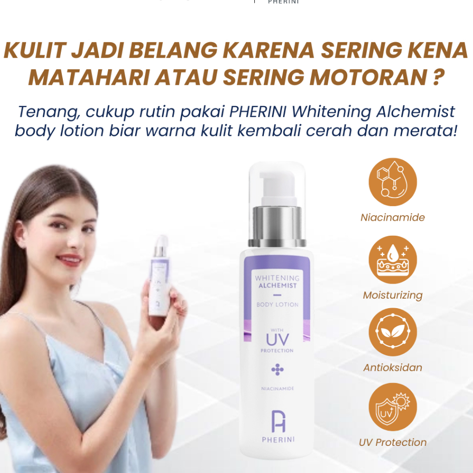 Pherini Whitening Body Lotion Alchemist 130 ml - Mencerahkan dan Melembabkan Kulit Glowing BPOM