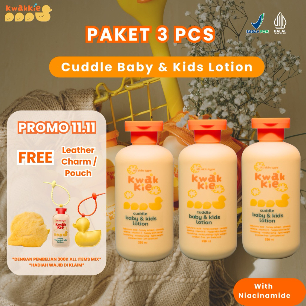 [PROMO] Kwakkie 3 PCS x 250ml Cuddle Baby & Kids Lotion - Lotion Pelembab Tubuh, Face Cream - Pencer